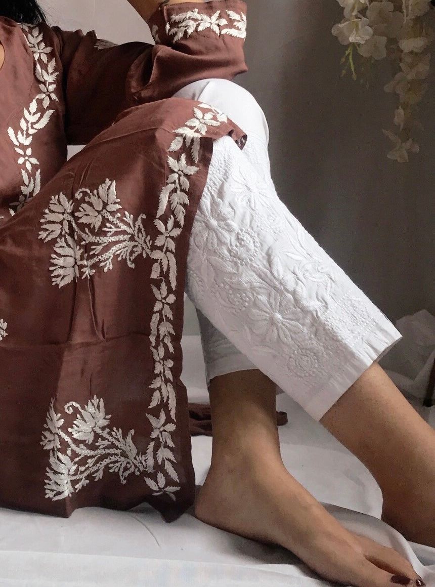 Cotton Embroidred Kurta with Heavy Hakoba embroidered Pallazos – Autumn  Lane Clothing